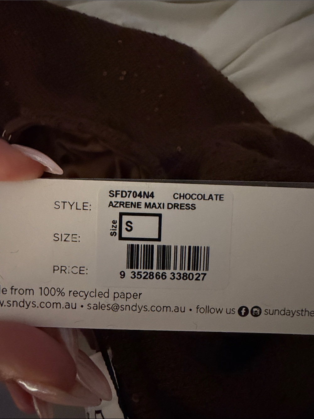 Brown Sparkle Maxi Slip Dress with V-Neck - Picture 4 of 4
